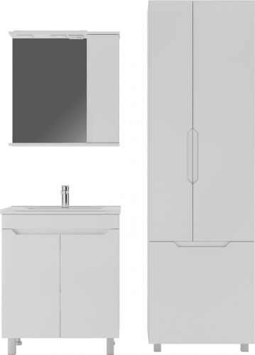 Комплект мебели для ванной "ELEN 65 Optima" правый без ящика белый глянец Домино фото 2